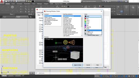 Configuración de colores de fondo grilla Tamaño de cursor en AutoCAD