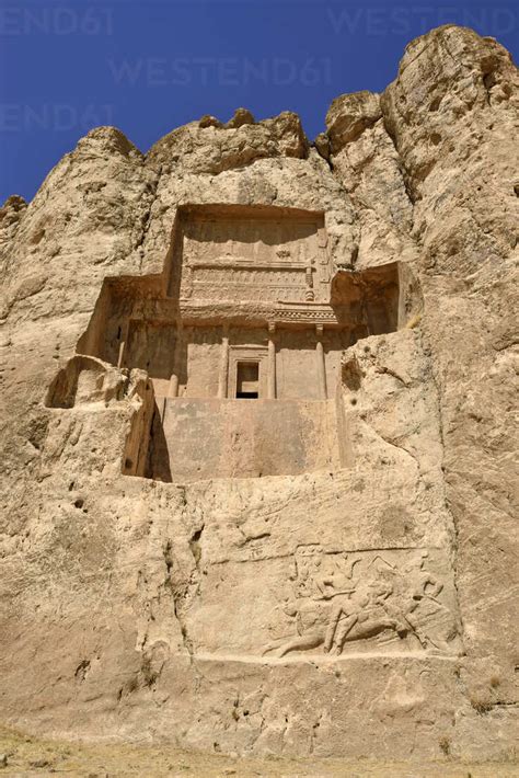 Iran, Naqsh-e Rustam, Tomb of Darius II stock photo