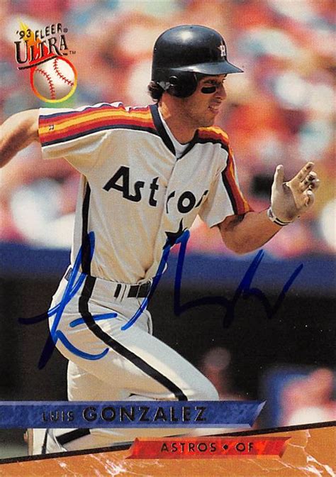 Luis Gonzalez Autographed Baseball Card Houston Astros 1993 Fleer