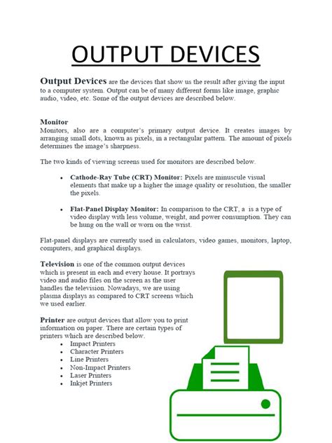 Output Devices | PDF | Computer Monitor | Printer (Computing)