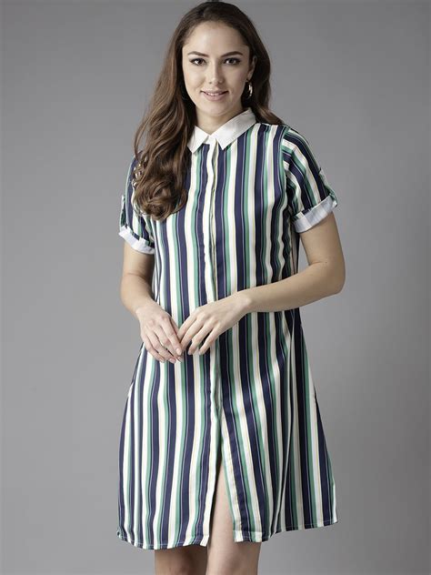 Women Navy Blue Striped Shirt Dress 7417455 Check More At