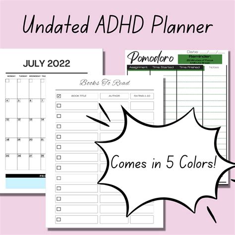 Neurodivergent Planner Printable ADHD Planner For Adults Academic