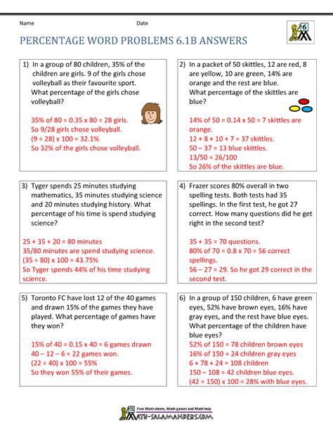 Simple Percent Word Problems Worksheets Pdf 7rpa3 7th