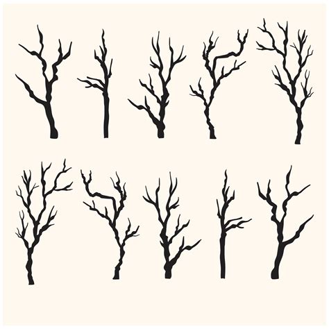 Naked Trees Silhouettes With Illustration Style Doodle And Line Art Vector Art At Vecteezy