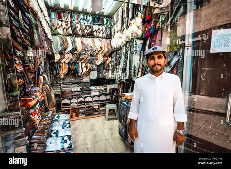 Portrait Of Proud Textiles Salesman In His Shop At Souk Baab Makkah