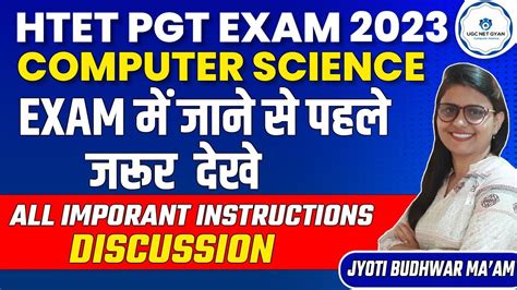 Important Instructions Htet Pgt Computer Science L Jyoti Budhwar Ugc