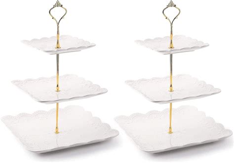 3 Tier Stand Tebery 2Pack Houseware Ceramic Cake Stand Porcelain