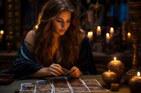 Premium Photo Tarot Reader Woman Casting Tarot Cards