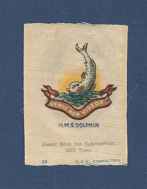 Hms Dolphin Silk Ships Crest 1915 Ww1 Royal Navy Submarine School £650