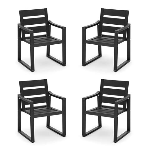 Lue Bona Black Square Leg Plastic Hdps Outdoor Dining Chairs All