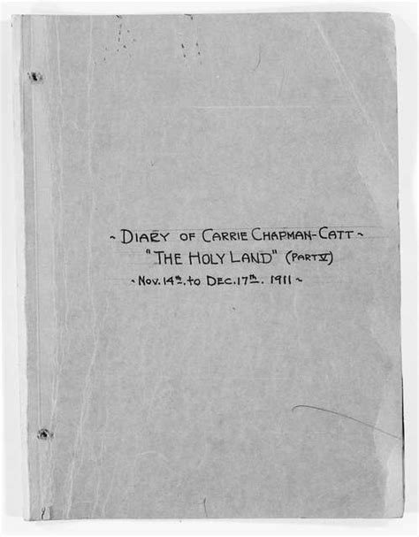 Carrie Chapman Catt Papers Diaries 1911 1923 Palestine 1911 Nov