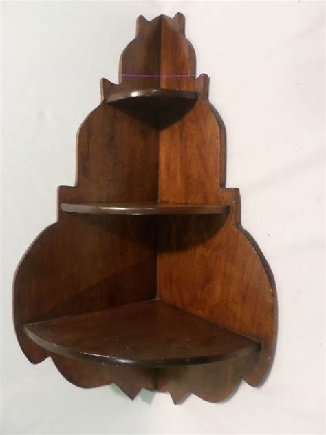 Vintage 3 Tier Wood Wall Hanging Corner Shelf Dark Stain Ebay In 2021