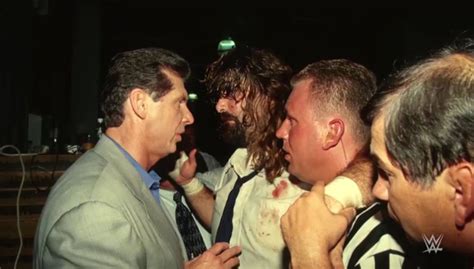 Mick Foley and Vince McMahon after Mankind vs Taker at King of The Ring ...