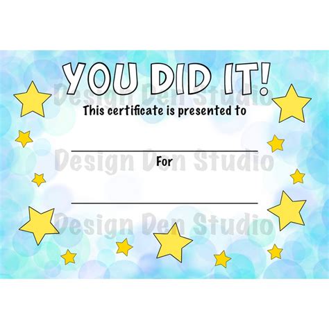 You Did It Award Certificate Custom Design Printable Digital Download ...