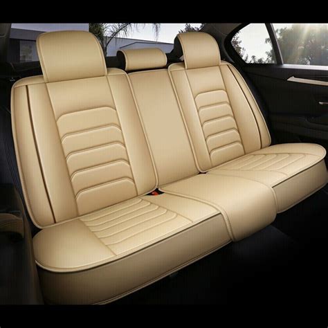 Car Seat Cover For Cadillac Srx Xt5 Cts Ct6 Ct5 Ct4 5 Seats Pu Leather Beige Ebay