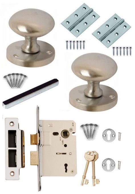 Satin Chrome Mortice Door Knobs 3 Lever Lock Set Direct Hardware UK