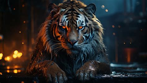 Tiger at night HD wallpaper 4K free download for Desktop laptop and Phones