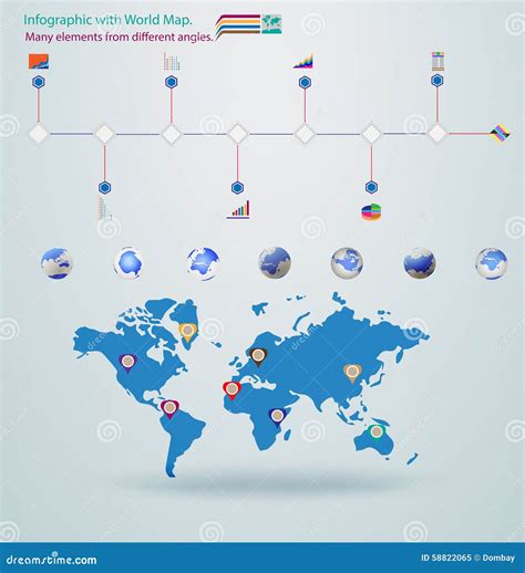 Elementen Infographic Vectorillustratie De Kaart Van De Wereld Vector