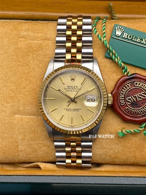 Rolex Datejust Mm Two Tone Jubilee Champagne Tapestry Dial Ref