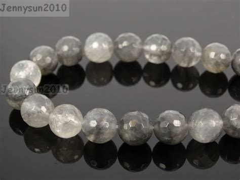 Natural 6mm Grey Cloudy Quartz Gems Stone Faceted Round Beads 15