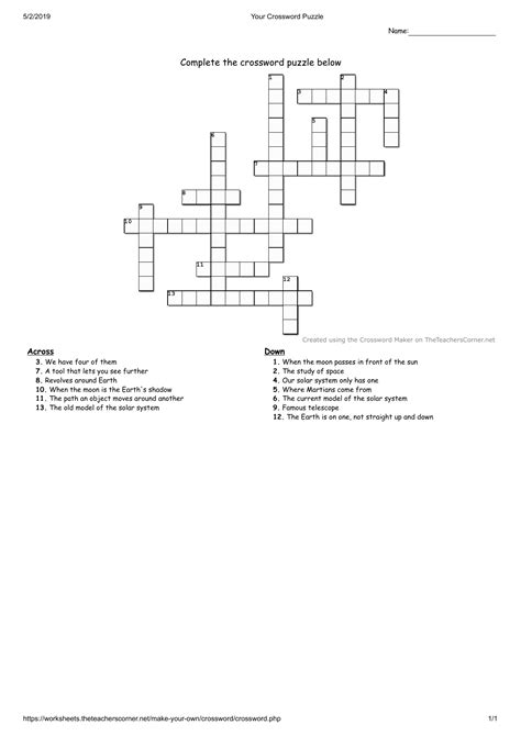 Theteacherscorner Net Crossword Puzzle Maker