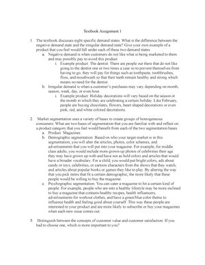 Mkt Assignment Textbook Questions Chapter Textbook Assignment