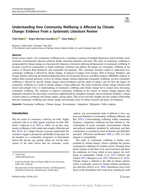 Understanding How Community Wellbeing Is Affected By Climate Change