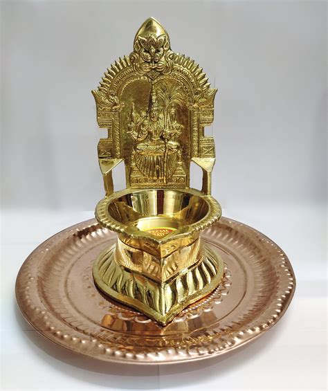 Buy Pure Brass Ethnic Carved Ashtalakshmi Vilakku Brass Diya Lamp