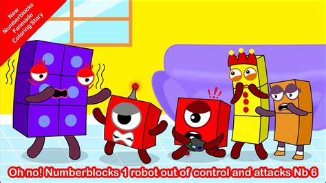 Oh No Numberblocks 1 Robot Out Of Control And Attacks Nb 6 Numberblocks Fanmade Coloring