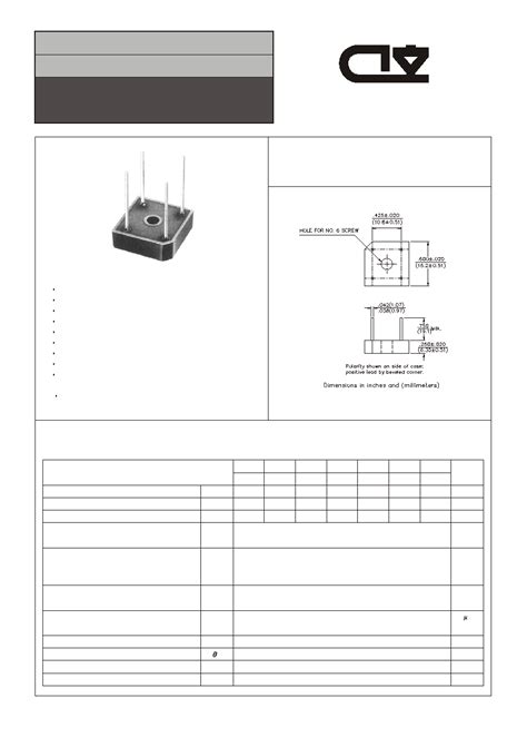 KBPC6 Datasheet 1 2 Pages CHENG YI SINGLE PHASE SILICON BRIDGE