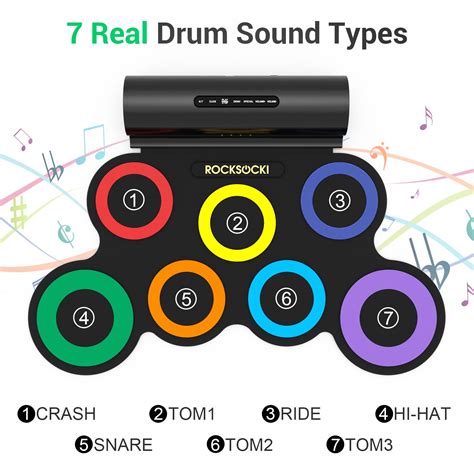 Snapklik ROCKSOCKI Electronic Drum Set 7 Drum Practice Pad Roll