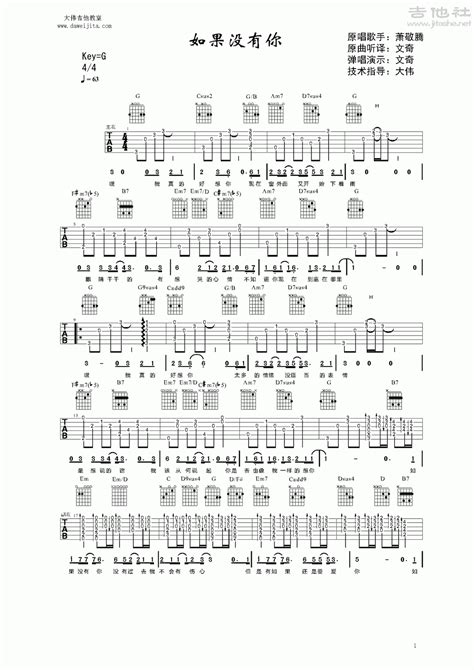 莫文蔚 如果没有你 弹唱 大伟吉他 教学 吉他谱