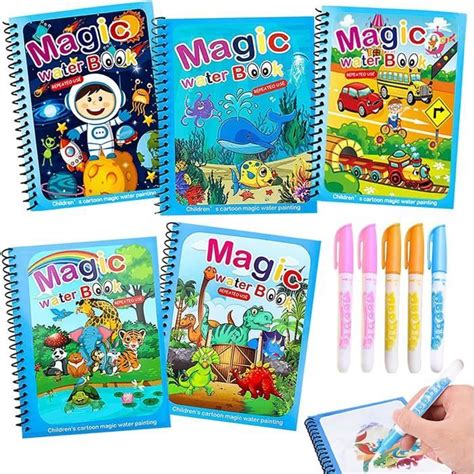 5 Pièces Livre de Coloriage a Leau à Enfant Magic Water Book