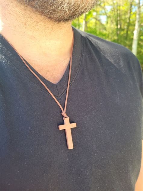 Mens Wooden Cross Mens Cross Necklace Wood Cross - Etsy