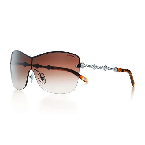 Tiffany Garden Shield Sunglasses In Tortoise Acetate With Austrian Crystals Tiffany And Co