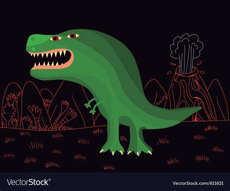 Funny Green T Rex Dinosaur Cartoon Illustraton By Mark Spivey Lupon