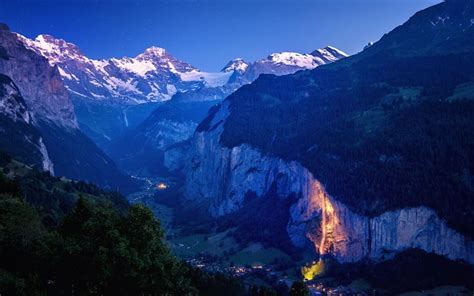 Download wallpapers Switzerland, 4k, night, valley, mountains for ...