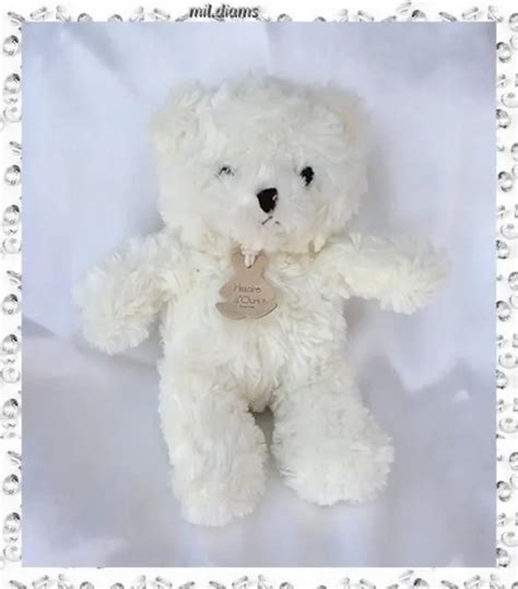 DOUDOU PELUCHE OURS Calins Blanc Ivoire Histoire D Ours 21 Cm EUR 20 00