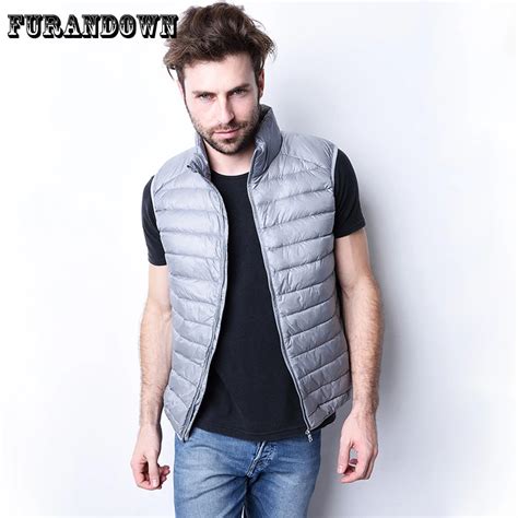 Men Winter Down Vest Coat Ultra Light Down Sleeveless Jacket Mens Brand