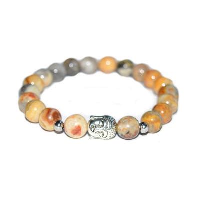 Bracelet En Pierres D Agate Crazy Lace Et Bouddha Davelli