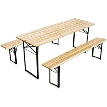 TABLE BRASSERIE BOIS AVEC 2 BANCS 220 X 80 X 76 Cm Amazon Fr Jardin