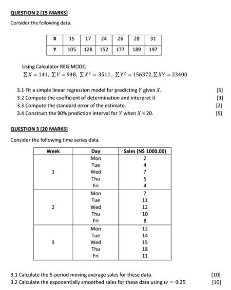 Solved Question 2 [15 Marks] Consider The Following Data 15