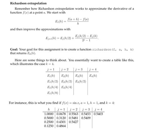 Solved Python Coding Numerical Analysis Richardson Extrapolation