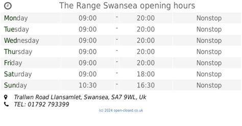 The Range Swansea opening times (2019 update)