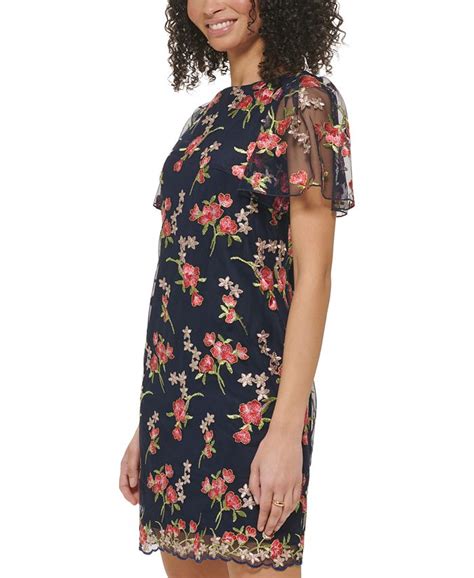 Jessica Howard Womens Floral Embroidered Sheath Dress Macys