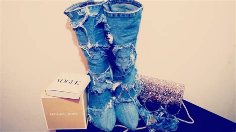 Diy Denim Boots Diy Jean Boots Youtube