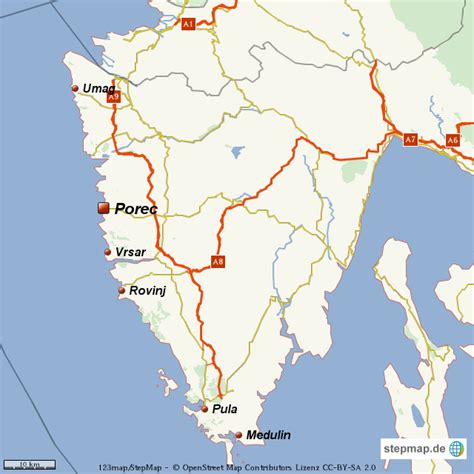 StepMap Istrien Porec Landkarte für Welt