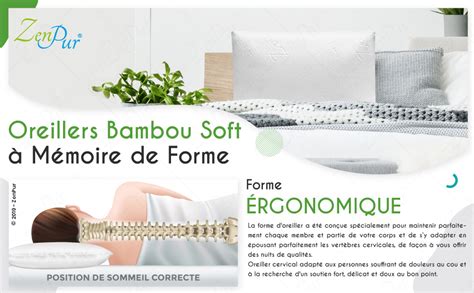 Oreiller M Moire De Forme Orthop Dique Soft Zenpur X Cm