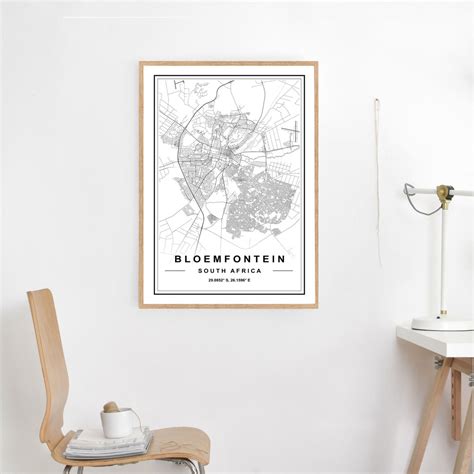 Bloemfontein MAP PRINT High Res Map Map of Bloemfontein | Etsy