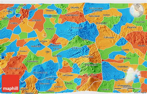 Political 3D Map of Ixtapaluca